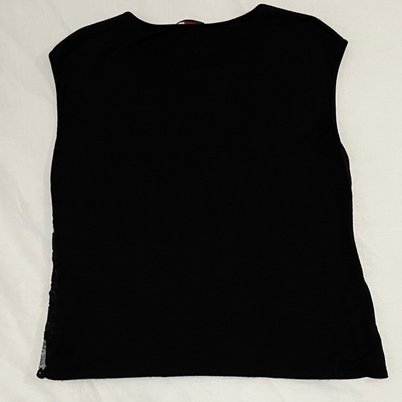 Vince Camuto Lace & Sequin Front Sleeveless T-shirt Top Black - Picture 12 of 12